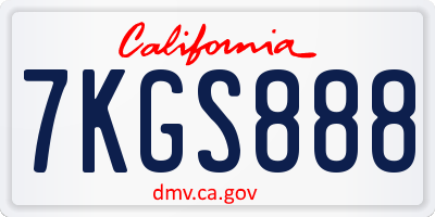 CA license plate 7KGS888