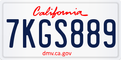 CA license plate 7KGS889