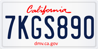 CA license plate 7KGS890