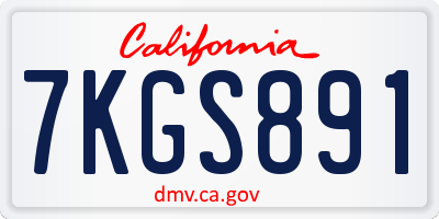CA license plate 7KGS891