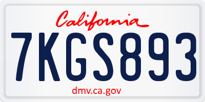 CA license plate 7KGS893
