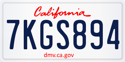 CA license plate 7KGS894
