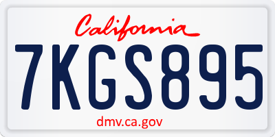CA license plate 7KGS895