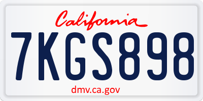 CA license plate 7KGS898