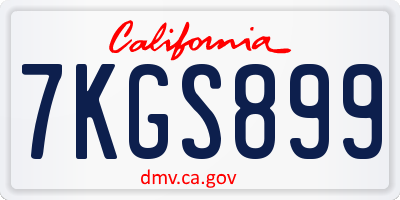 CA license plate 7KGS899