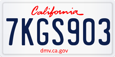 CA license plate 7KGS903