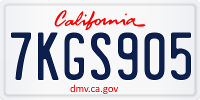 CA license plate 7KGS905