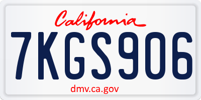 CA license plate 7KGS906