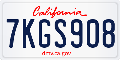 CA license plate 7KGS908