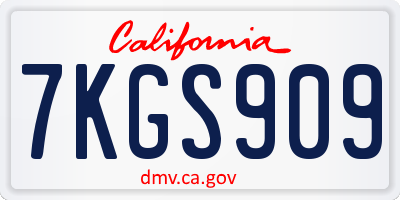 CA license plate 7KGS909