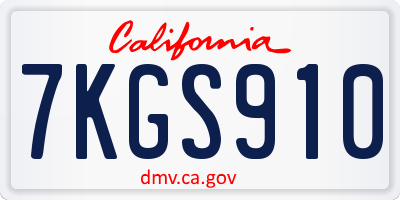 CA license plate 7KGS910