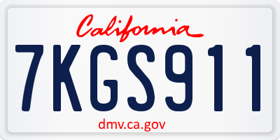 CA license plate 7KGS911