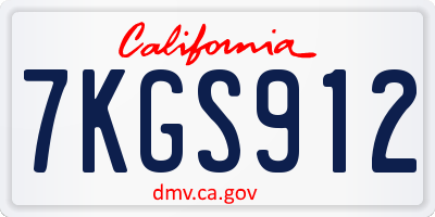 CA license plate 7KGS912