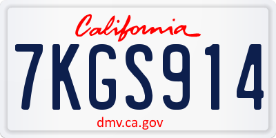 CA license plate 7KGS914
