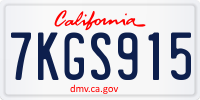 CA license plate 7KGS915