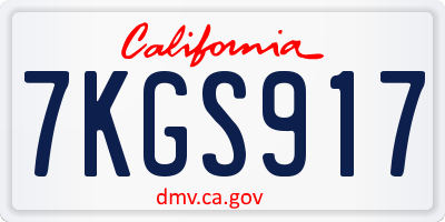 CA license plate 7KGS917