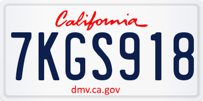 CA license plate 7KGS918