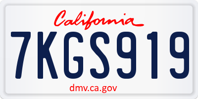 CA license plate 7KGS919
