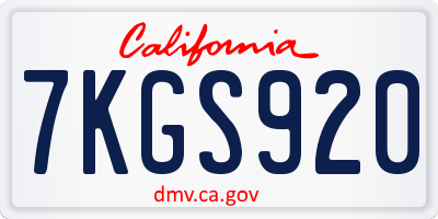 CA license plate 7KGS920
