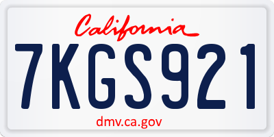 CA license plate 7KGS921
