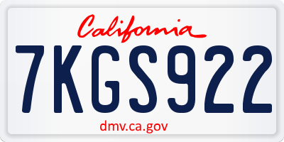 CA license plate 7KGS922