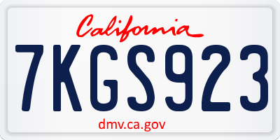 CA license plate 7KGS923