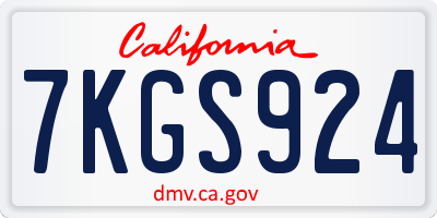 CA license plate 7KGS924