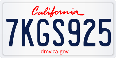 CA license plate 7KGS925