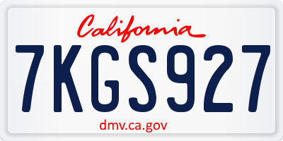 CA license plate 7KGS927