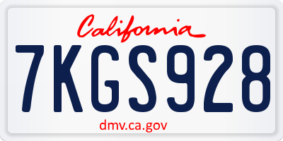 CA license plate 7KGS928