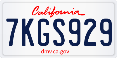 CA license plate 7KGS929