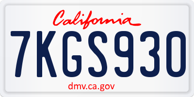 CA license plate 7KGS930