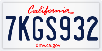 CA license plate 7KGS932