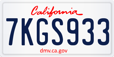 CA license plate 7KGS933