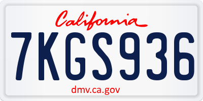 CA license plate 7KGS936