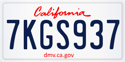 CA license plate 7KGS937