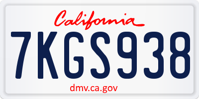 CA license plate 7KGS938