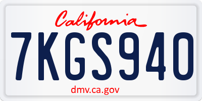 CA license plate 7KGS940