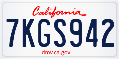 CA license plate 7KGS942