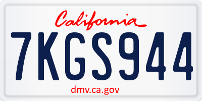 CA license plate 7KGS944