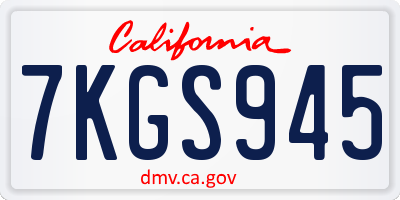 CA license plate 7KGS945