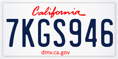 CA license plate 7KGS946