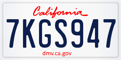 CA license plate 7KGS947