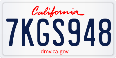 CA license plate 7KGS948
