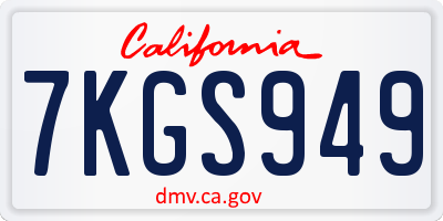 CA license plate 7KGS949