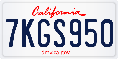 CA license plate 7KGS950