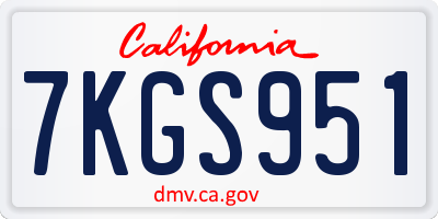CA license plate 7KGS951