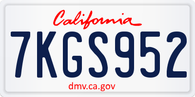 CA license plate 7KGS952