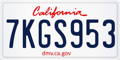 CA license plate 7KGS953