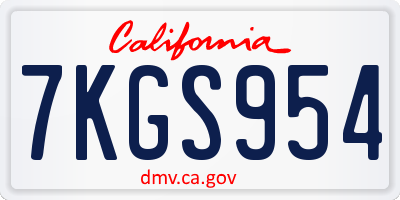 CA license plate 7KGS954